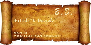 Bellák Dezső névjegykártya